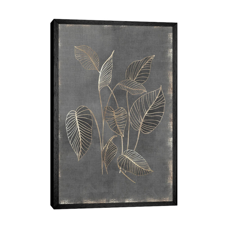Gilded Botanical III by Eva Watts - Print on Canvas, Black Framed, 101.6cm H x 66.04cm W x 3.81cm D