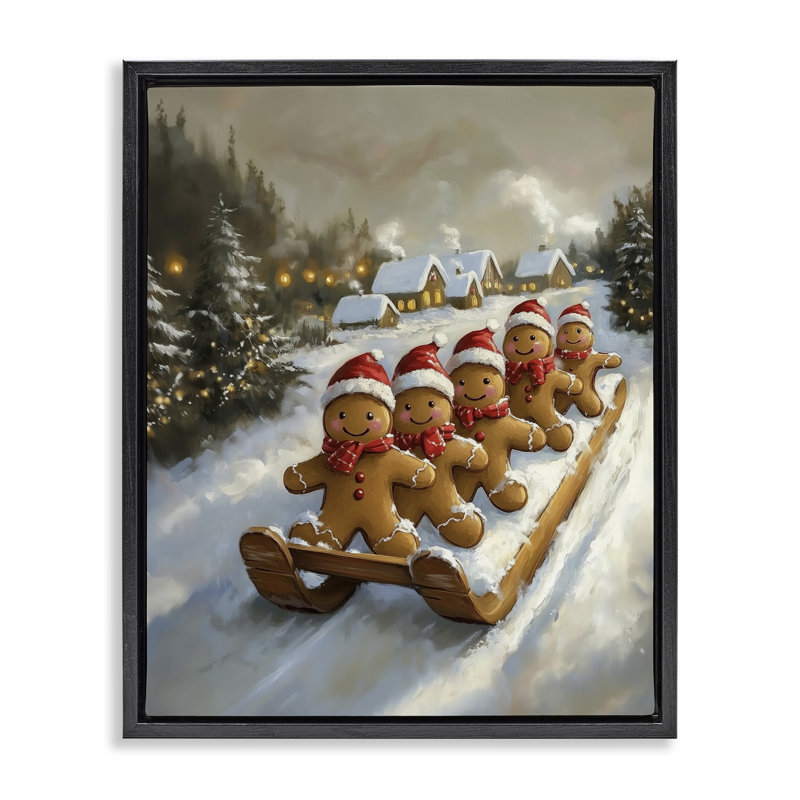 Cadre flottant Gingerbread Snow Day, design par Arlington Prints, Cadre flottant noir de jais, H 21 po x l 17 po
