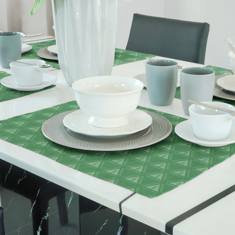 Barbra Polyester Geometric Rectangle Placemat, Light Green, Polyester