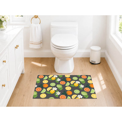 Tapis de toilette rectangulaire absorbant et antidérapant Sunny Citrus