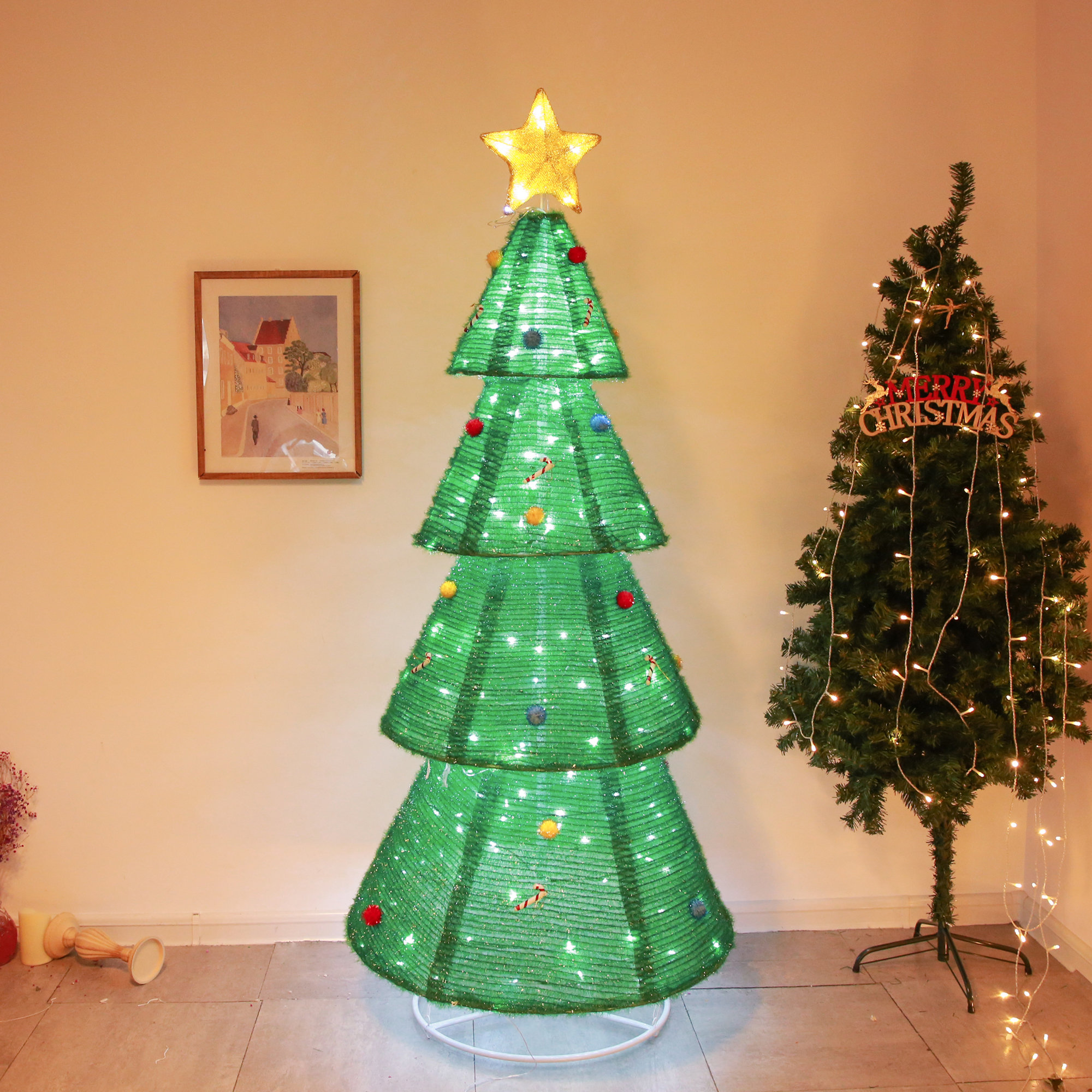 The Holiday Aisle® 6FT Pop Up Christmas Lights 200LED Indoor And
