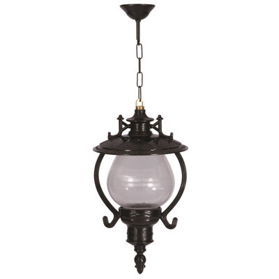 Lustre d'extérieur élégant, structure en ABS noir, 23,6 po x 9,8 po | Capuchon en acrylique, douille E27 de 40 W maximum, étanche IP65 | Parfait pour un décor nostalgique et traditionnel, un éclairage de style industriel et du sud-ouest