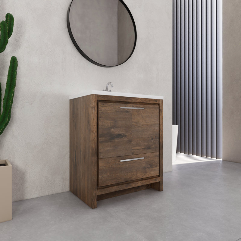Ensemble de meuble-lavabo simple 29,6 po Eden, Brun foncé