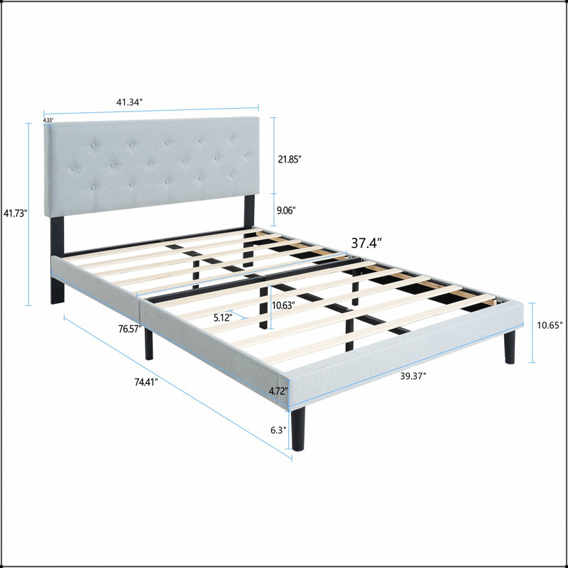 Light Gray Twin Bed With Ergonomic Design And Durable Frame For Comfortable And Supportive Sleep, Twin, Light Gray