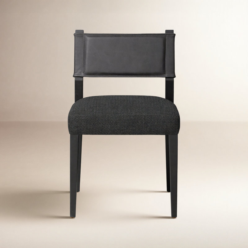 Lorretta Side Chair, Polyester/Leather Palermo Black, Black