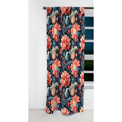 Vivid Botanica Lush Damask - Rideau damassé - Rideau occultant en velours - 1 panneaux