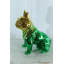Statue bouledogue en résine NIFao finition verte et or 16 po x 9 po x H 16 po