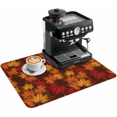 Tapis de cuisine/bar à café, motif de feuilles d'érable orange aquarelle, absorbant et antidérapant, idéal pour égoutter la vaisselle et décorer le comptoir de la cuisine. Dimensions : 51 x 81 cm (20 x 32 pouces).