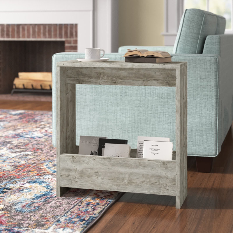Frame End Table with Storage, Antique White