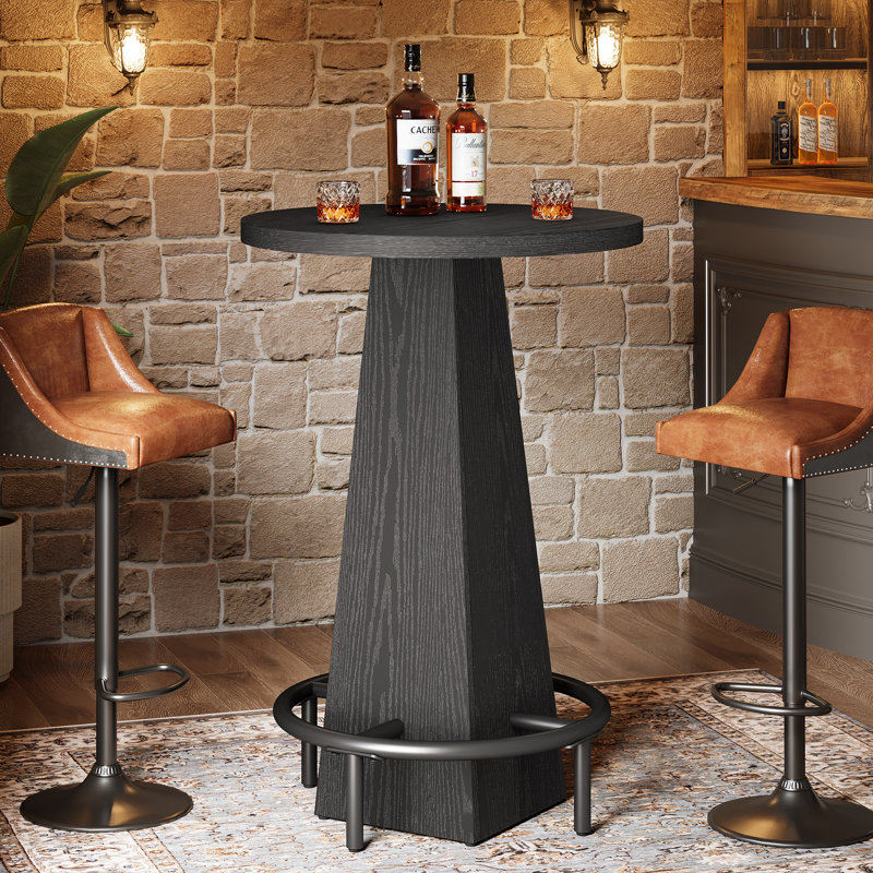 Table de salle à manger à hauteur de comptoir 37,4 "H, table de bar avec repose-pieds, Noir