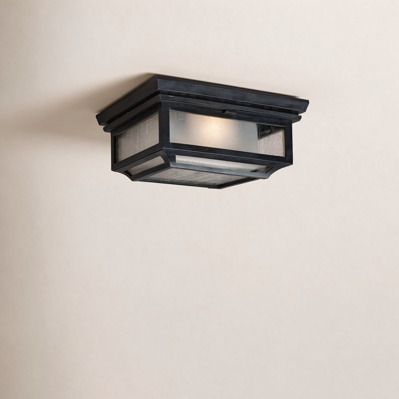 Nisbet 13'' W Outdoor Flush Mount, Dark Weathered Zinc