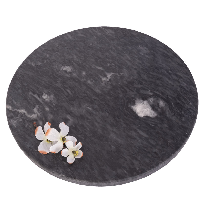 Plateau rond en marbre Artifacts Rattan ™, Noir mat