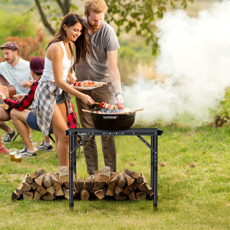 Rectangular Outdoor Picnic Table, Black