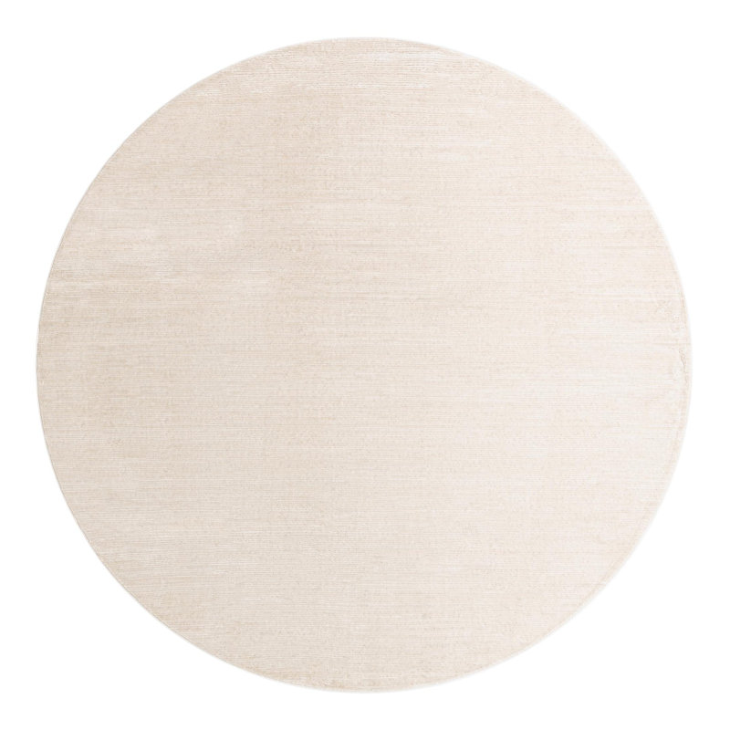 Tapis ivoire tissé à la machine de couleur unie Mclellan, Rond 10pi
