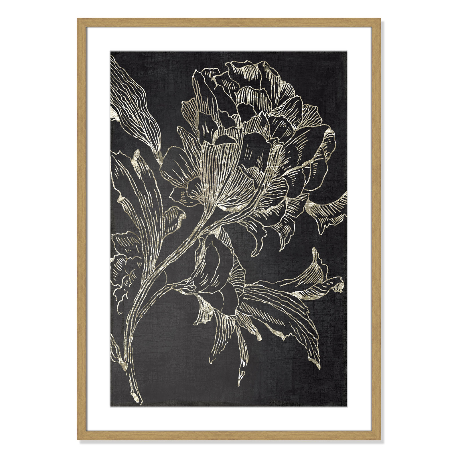 Clarendon "Golden Flower Folklore I" Print, 35.5" H x 25.5" W, Brown Framed