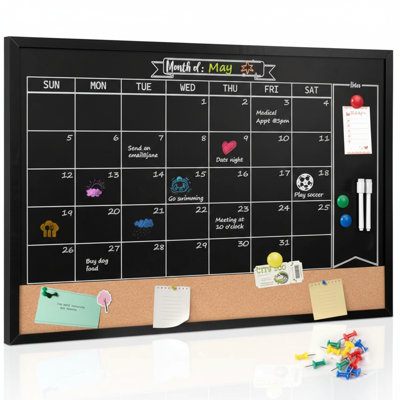 Tableau noir magnétique 24 po x 36 po avec tableau noir et tableau de liège