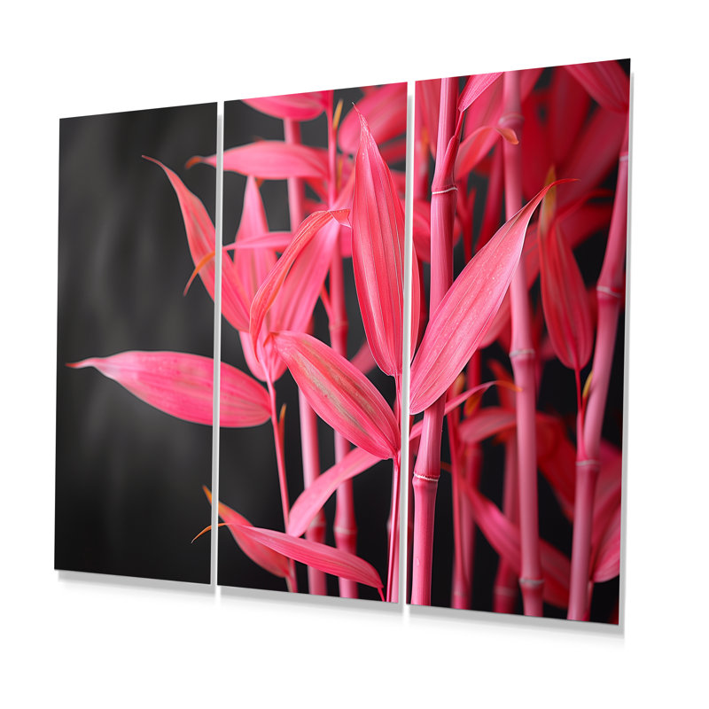 Pink Black Bamboo Garden III - Bamboo Wall Art Set, Sans cadre, H 40 po x l 60 po