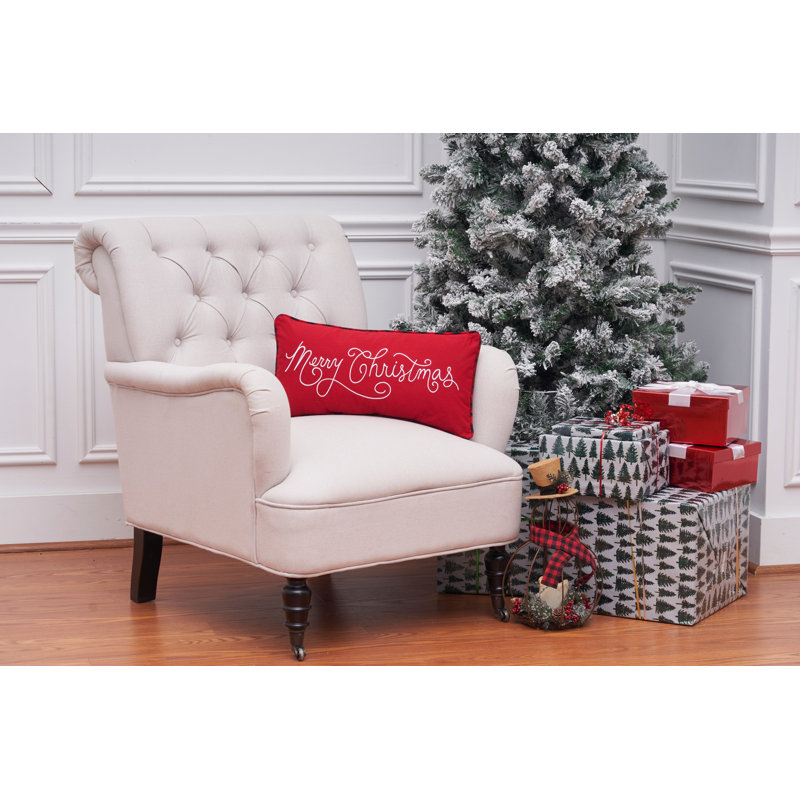 Merry Christmas Applique & Embroidered Throw Pillow