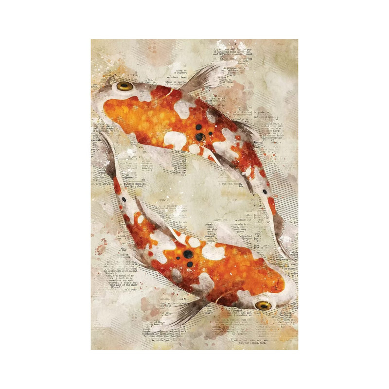 Koi Fishes by Durro Art - Wrapped Canvas Print, 66.04 cm H x 45.72 cm W x 1.91 cm D