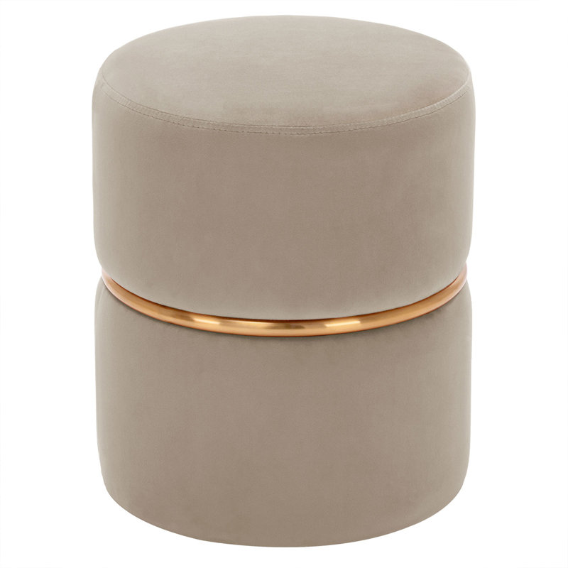 Artin 35.5Cm Wide Velvet Round Footstool Ottoman, Beige