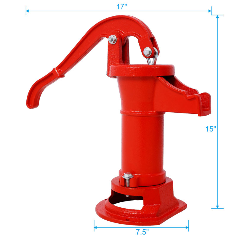 À commande manuelle de 25 pi Pompe à eau antique avec pichet, rouge