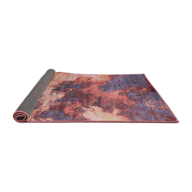 Tapis orange à motif abstrait, Rond 7 pi