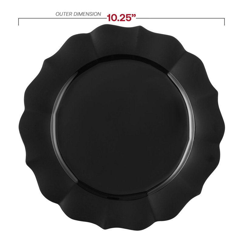 Service de table rond en plastique noir à motif de lotus - 120 services