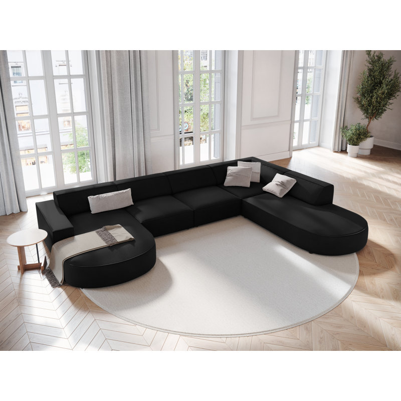 Jodie 7 Seater Corner Sofa, Right Hand Facing, Black