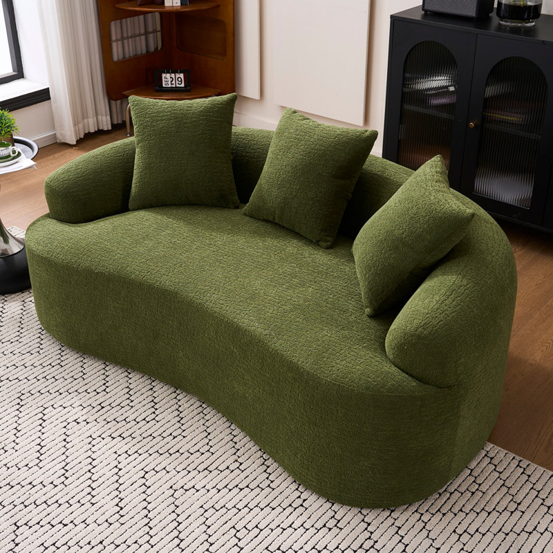 Canapé courbé en éponge pleine compression, Vert antique, chenille verte