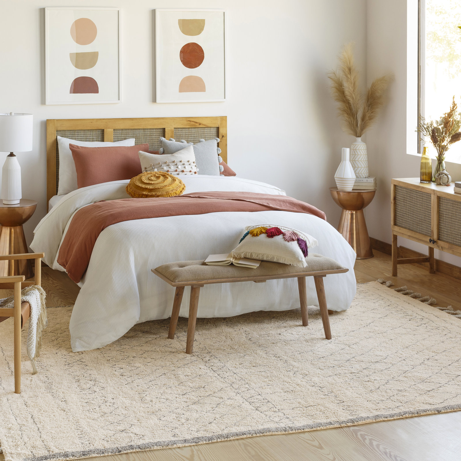 Clover Cotton Beige Rug, Rectangle 8' x 10'