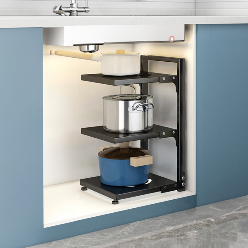 Carbon Steel Rectangle Countertop / Cabinet Pot Rack, 43cm H x 27cm W x 23cm D