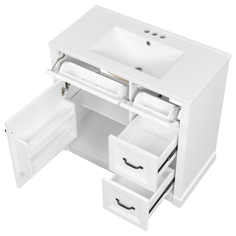 Meuble-lavabo 36 po avec lavabo, Blanc/Noir