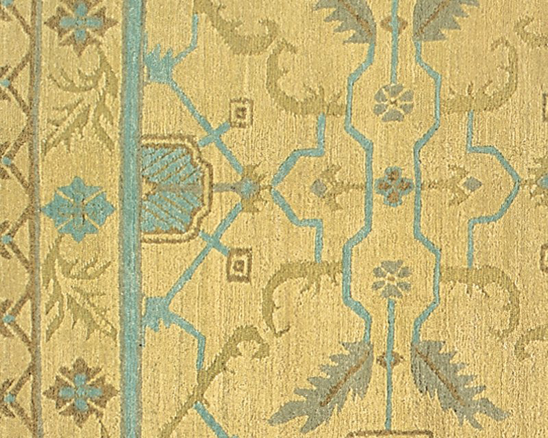 Etienne Wool Geometric Area Rug in Beige/Blue, Rectangle 6' x 9'