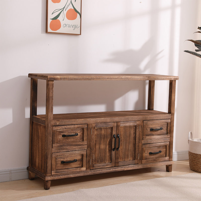 Buffet en bois massif brun, Brun