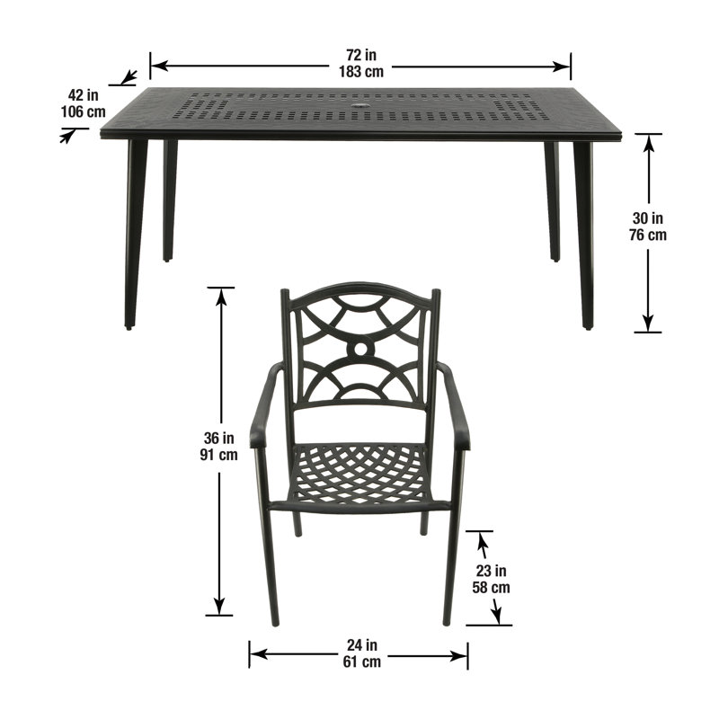Darby 6 - Person Patio Dining Set with Rectangular Table , Cushions Included