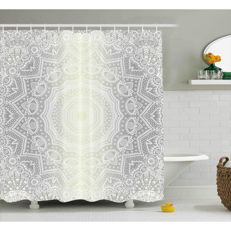 Rideau de douche Cormac Mandala, H 75 po x l 69 po, Gris