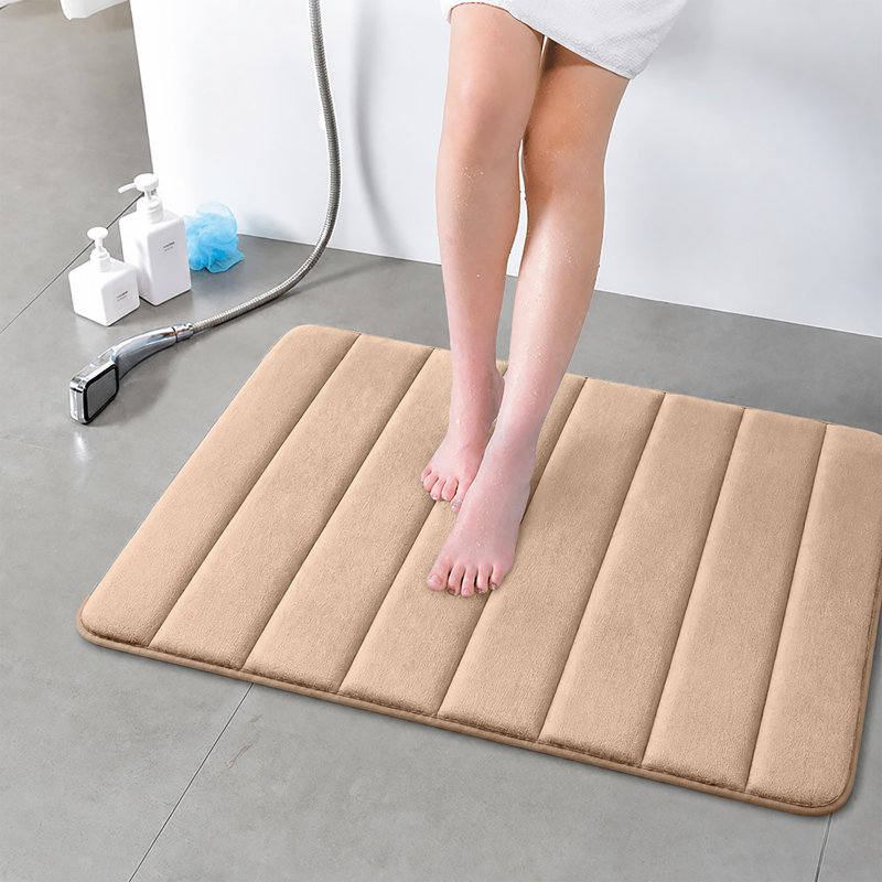 Nequan Memory Foam Non-Slip Bath Mat, Beige, 50cm W X 80cm L