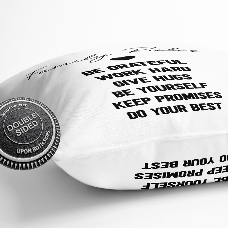 Family Rules Typography Scatter Cushion, 55cm H x 55cm W x 20cm D