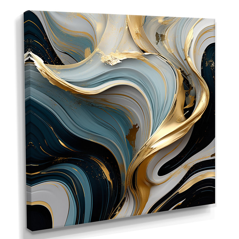«Futur marée», art abstrait de vagues modernes, H 30 po x l 30 po x P 1 po, Toile tendue