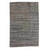 Tapis gris unique en viscose noué à la main de 2 pi x 3 pi One-of-a-Kind