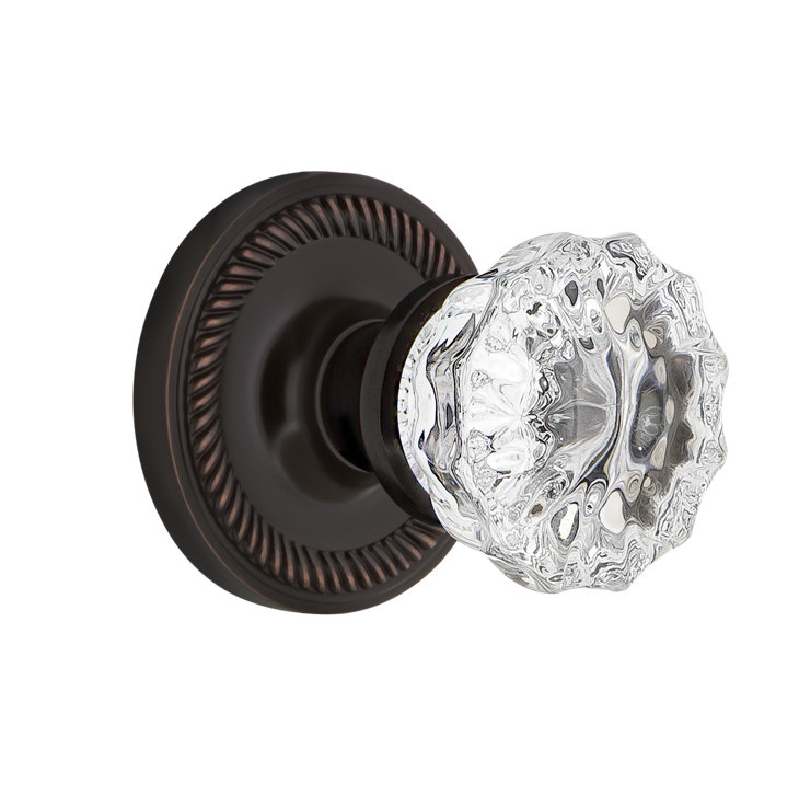 Rope Rosette with Crystal Door Knob, Timeless Bronze