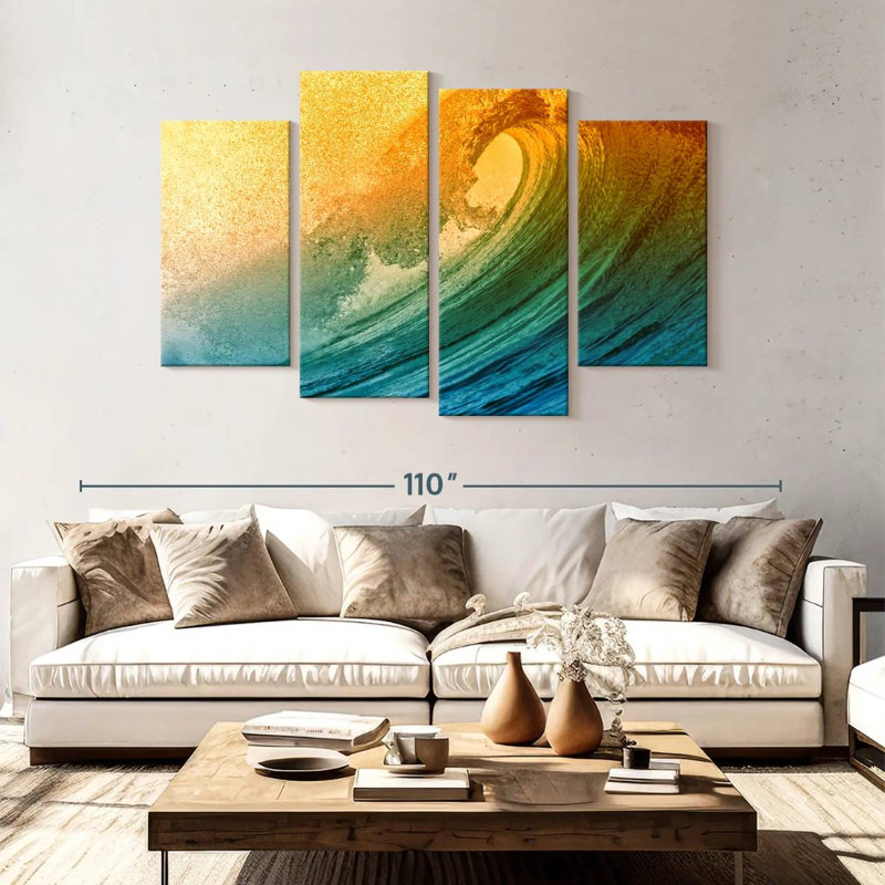 Gillard Sunny Glow Ocean Wave, 54" H x 84" W