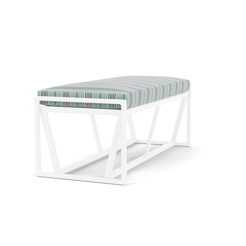 Summit Outdoor Dining Bench, White, Hansen Seaglass