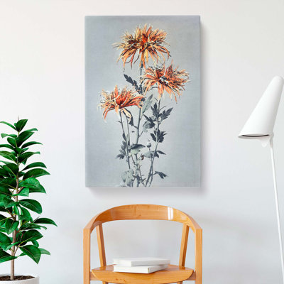 Orange Chrysanthemum Flowers by Ogawa Kazumasa - Wrapped Canvas