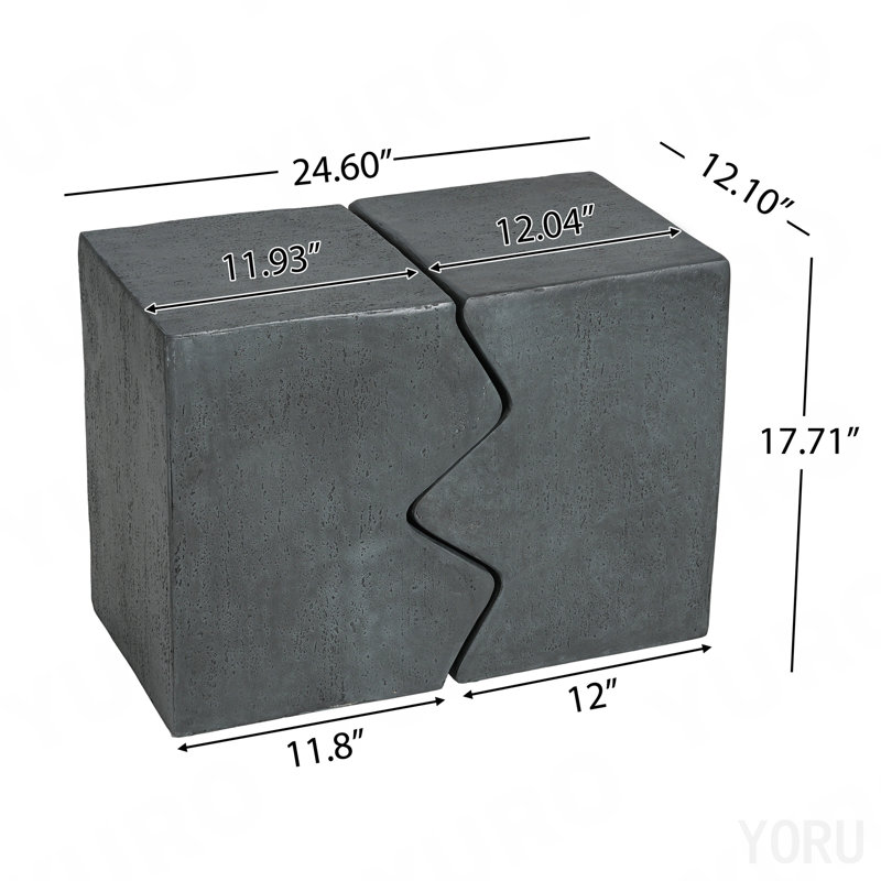 Table d'appoint MGO, ensemble de 2 tables d'appoint rectangulaires d'extérieur, tabourets de jardin décoratifs pour l'extérieur et table d'appoint