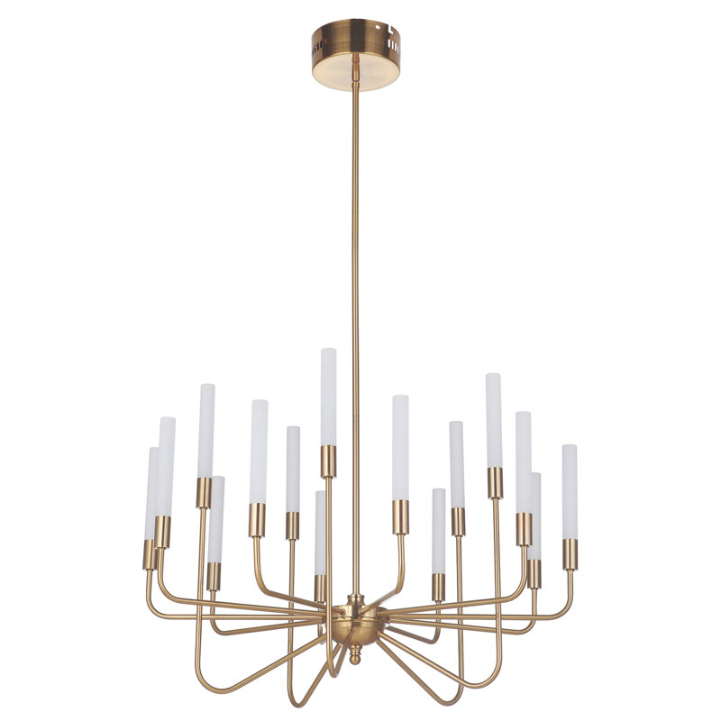 Lustre classique / traditionnel à 15 lumières de style bougie Zermeno, Laiton satiné