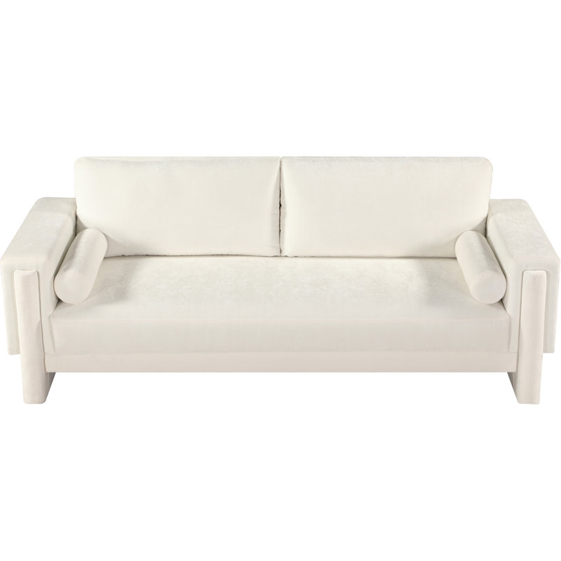 Ivanio Upholstered 89'' Sofa, Cream Chenille Fabric