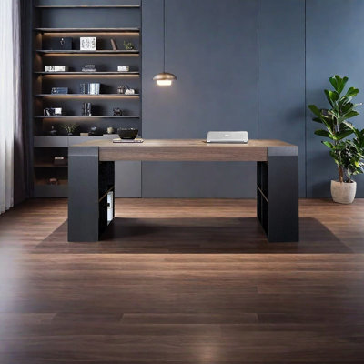 4-cube open-shelf leg design desk