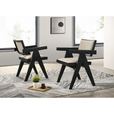 Ensemble de 2 chaises de salle à manger avec accoudoirs beige Jasper
