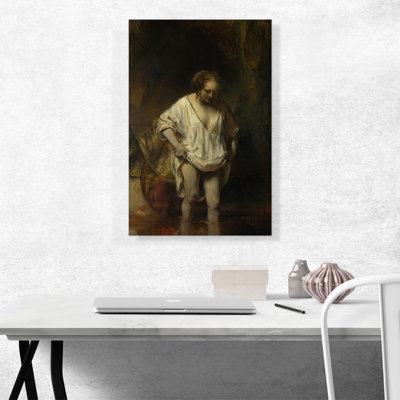 «Hendrickje Bathing in a River 1654» par Rembrandt van Rijn, reproduction d'art sur toile tendue